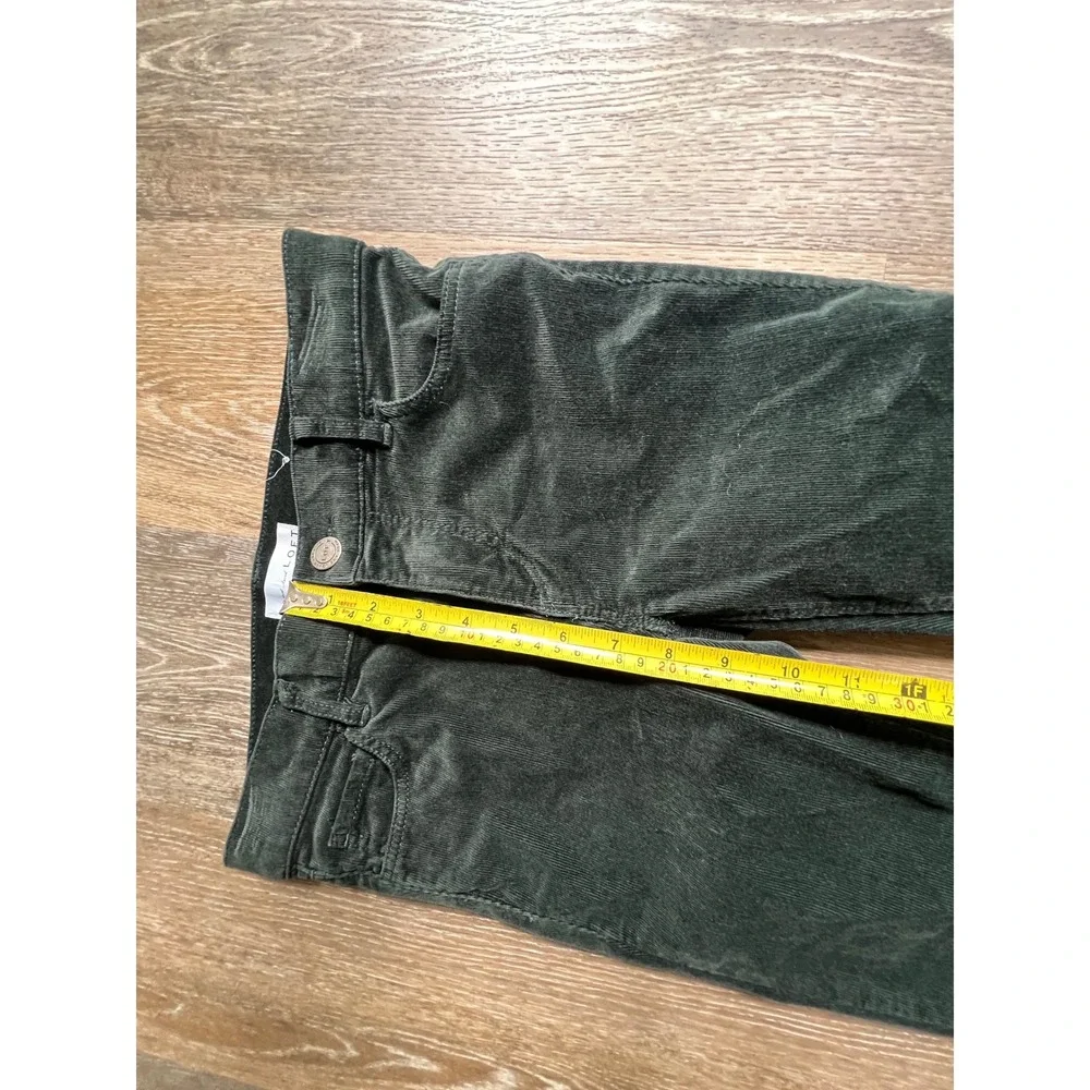 LOFT Corduroy Skinny Pants Women 00‎ 24 Dark Green Mid Rise Slim Trousers